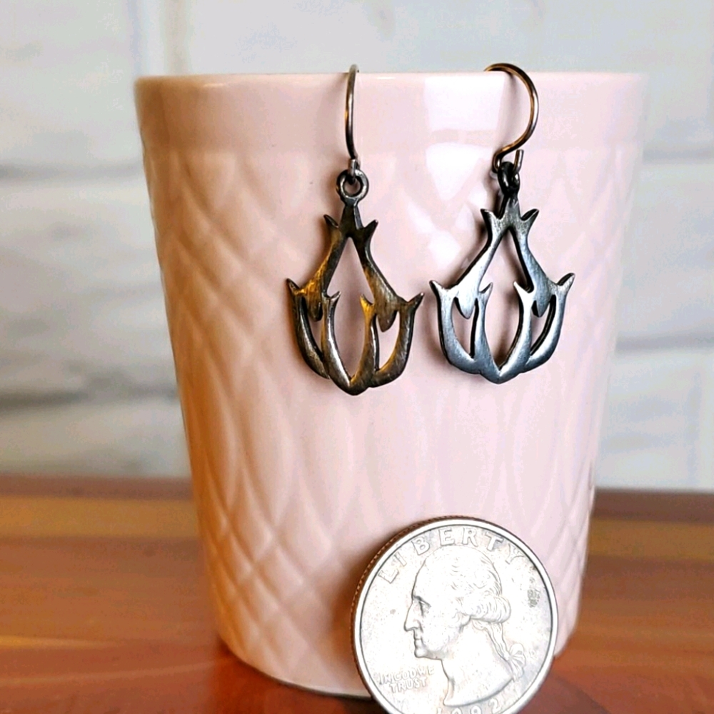 Earrings, pierced, stainless, fish, vintage